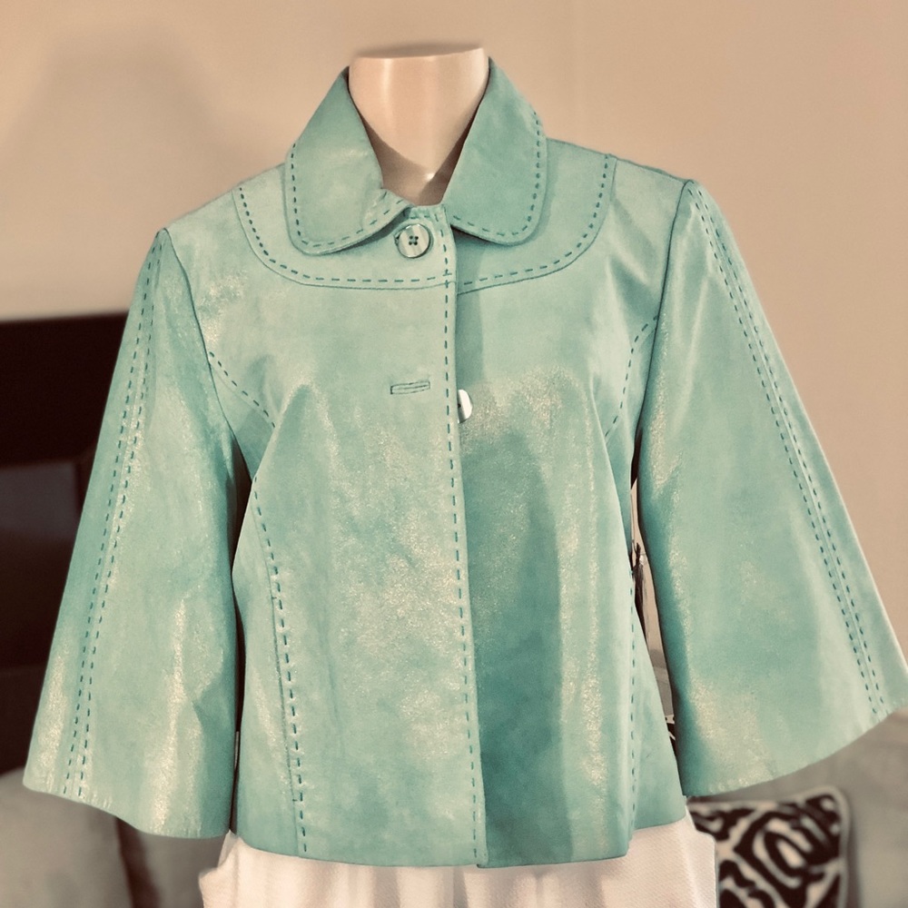 NWT SAGUARO  AQUA/METALLIC CROPPED SWING J…
